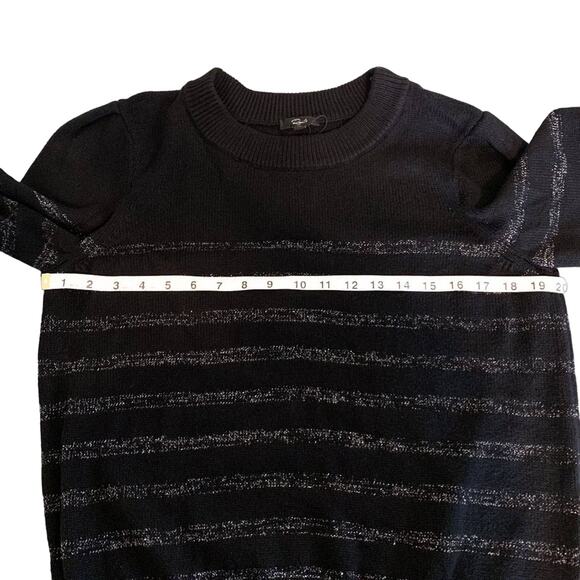 Rails NEW Allegra Cashmere Cotton Metallic Stripe Sweater Black Silver Medium - Picture 10 of 13